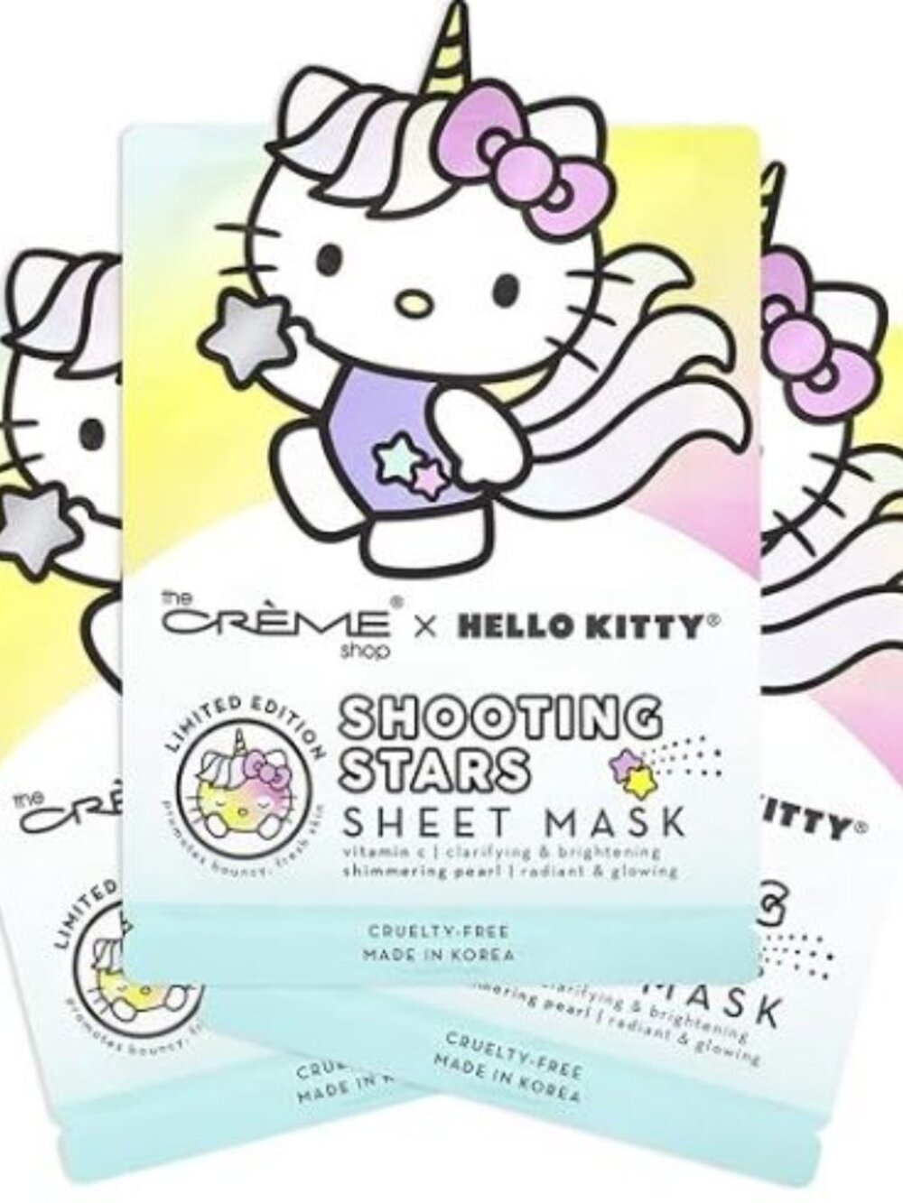 Hello Kitty Unicorn Shooting Stars Sheet Mask Set of 3 Kawaii Skincare Gift
